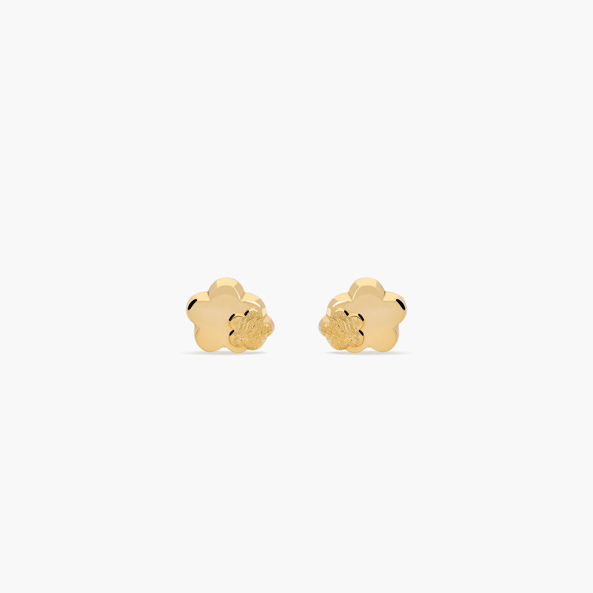 Pendientes flor de oro 18K para bebé 4 mm