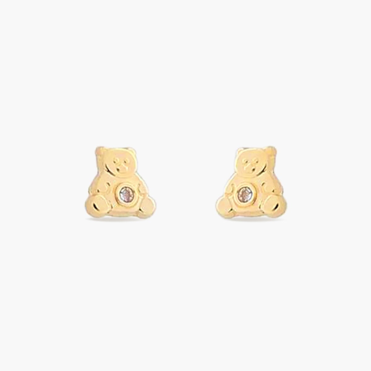 Pendientes oso de oro 18K circonita para bebé 4 mm
