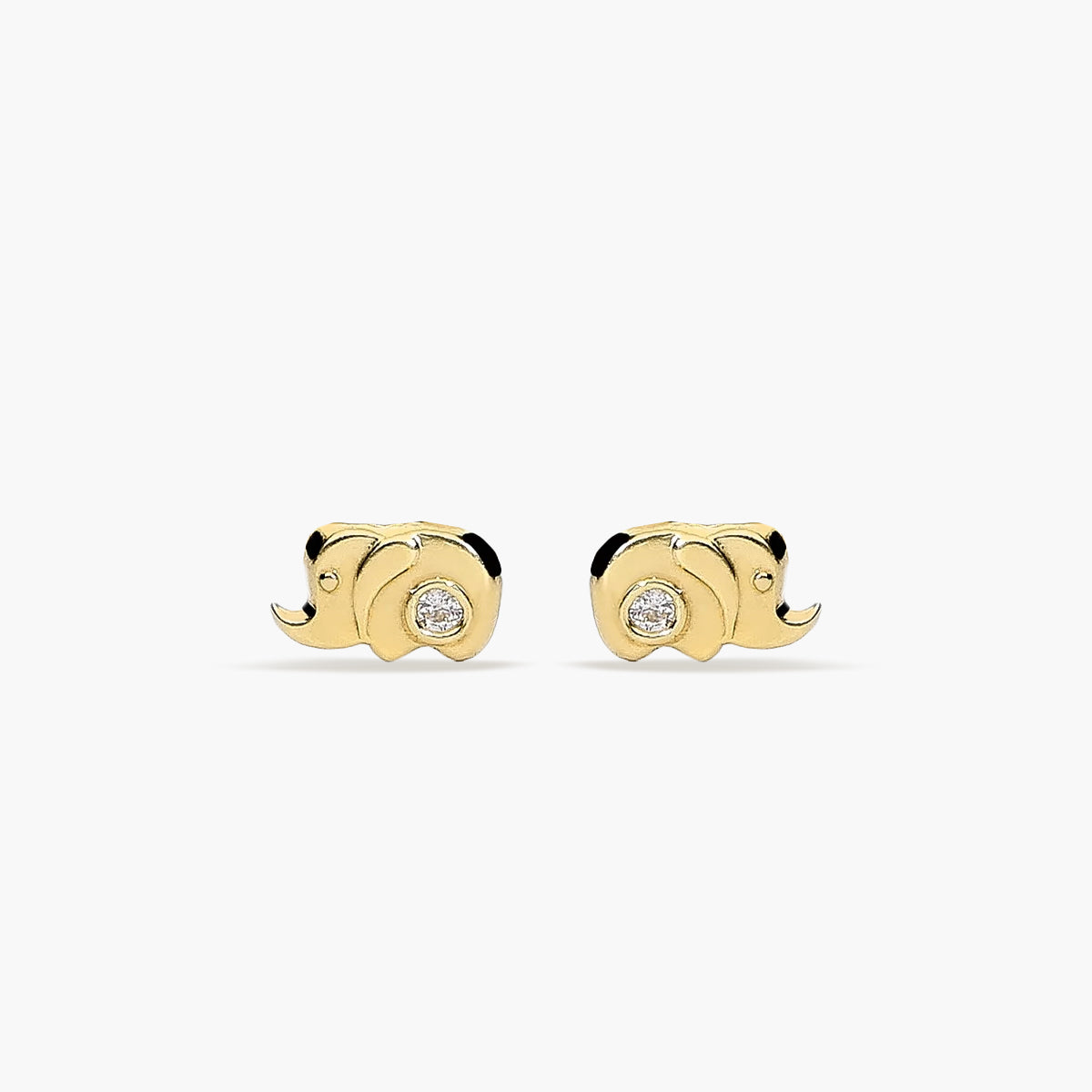 Pendientes elefante de oro 18K circonita para bebé 3 mm