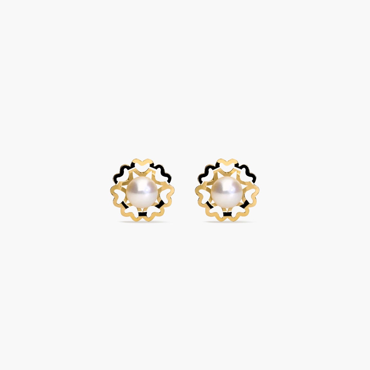 Pendientes flor de oro 18K con perlas para bebé 5 mm