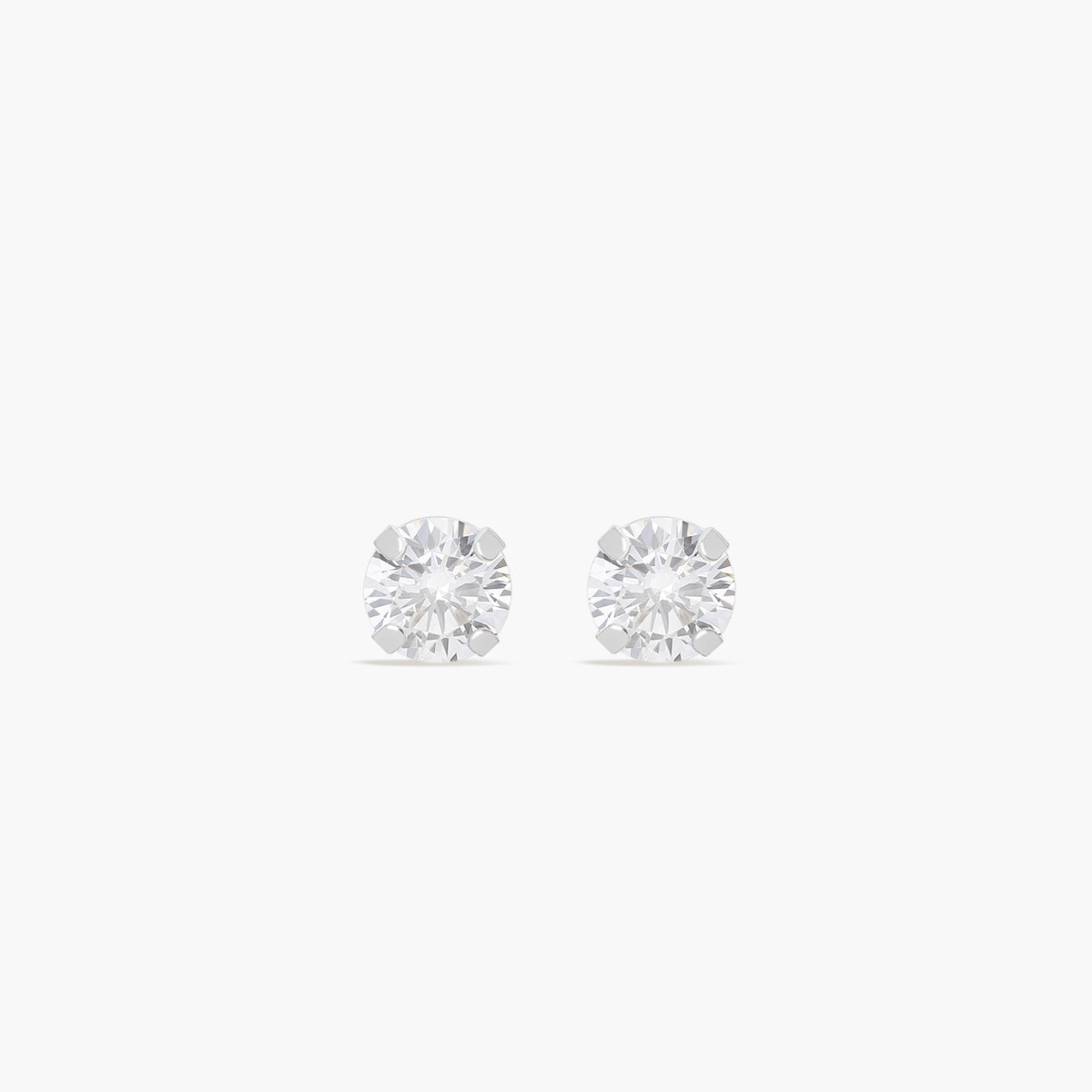 Pendientes redondos de oro blanco 18K circonita para bebé 3 mm