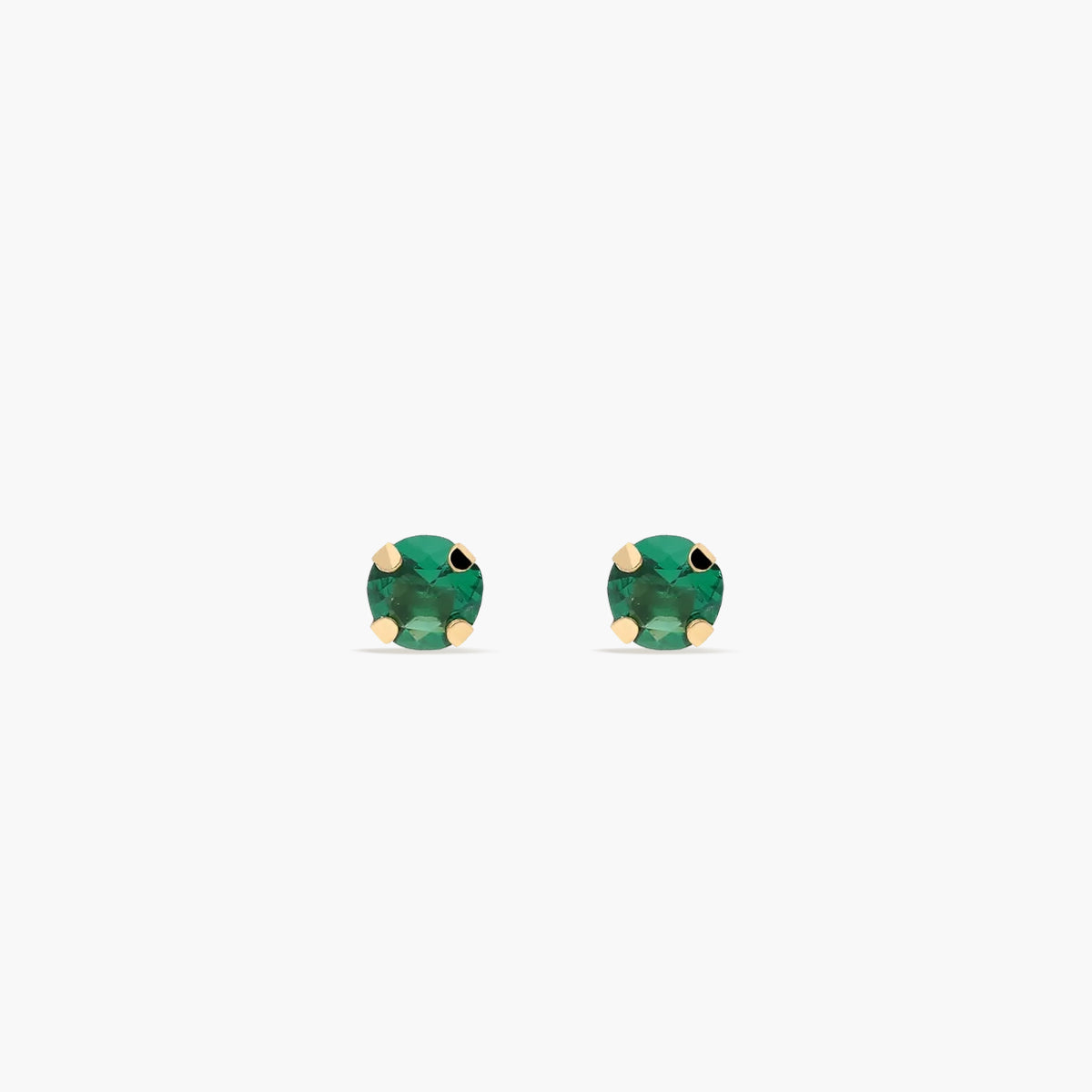 Pendientes redondos de oro 18K circonita verde para bebé 3 mm