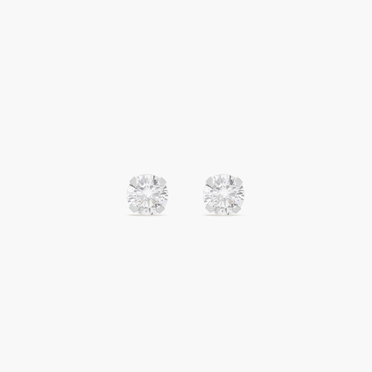 Pendientes redondos de oro blanco 18K circonita para bebé 4 mm