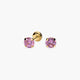 Pendientes redondos de oro 18K circonita rosa para bebé 5 mm