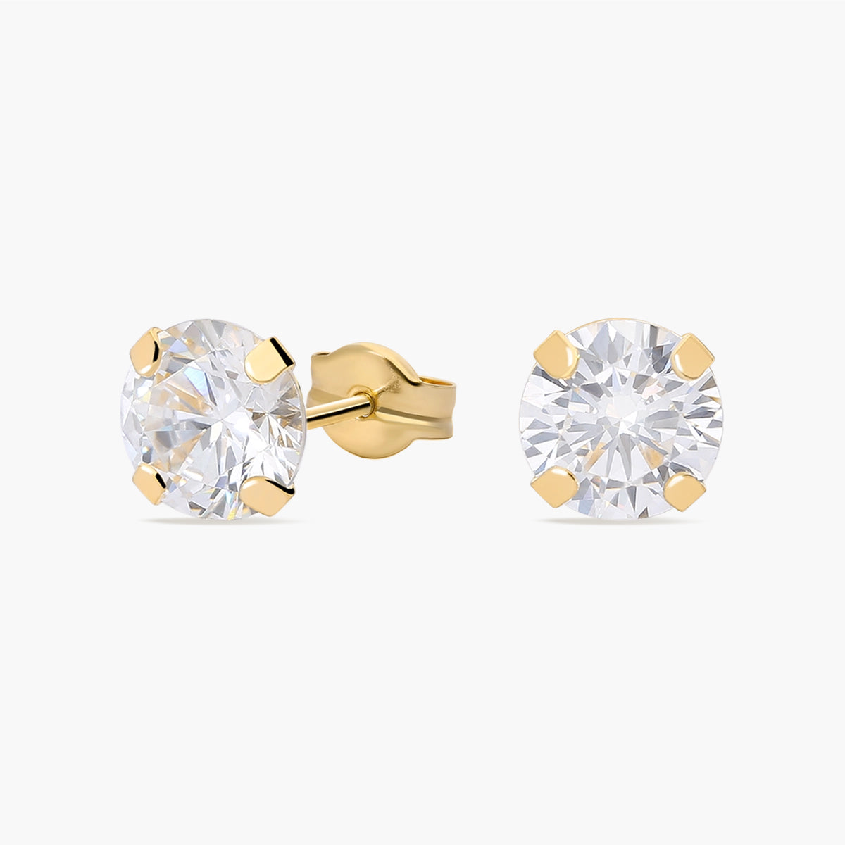 Pendientes redondos de oro 18K circonita para bebé 6 mm