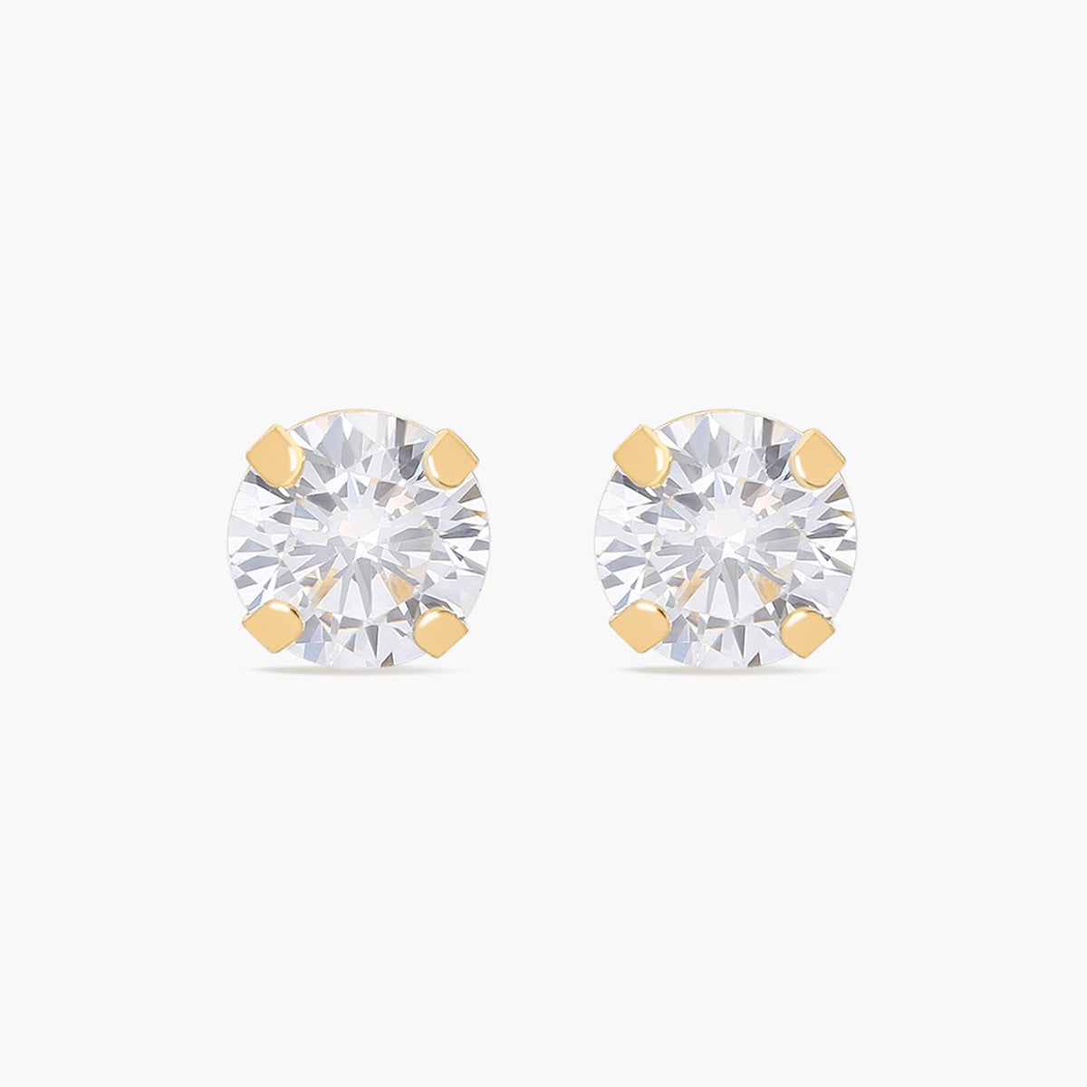 Pendientes redondos de oro 18K circonita para bebé 6 mm