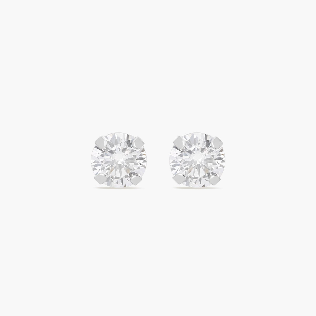 Pendientes redondos de oro blanco 18K circonita para bebé 5 mm