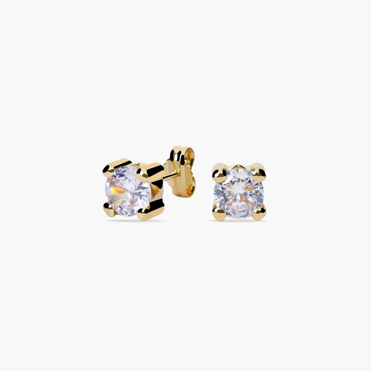 Pendientes redondos de oro 18K circonita 6 mm