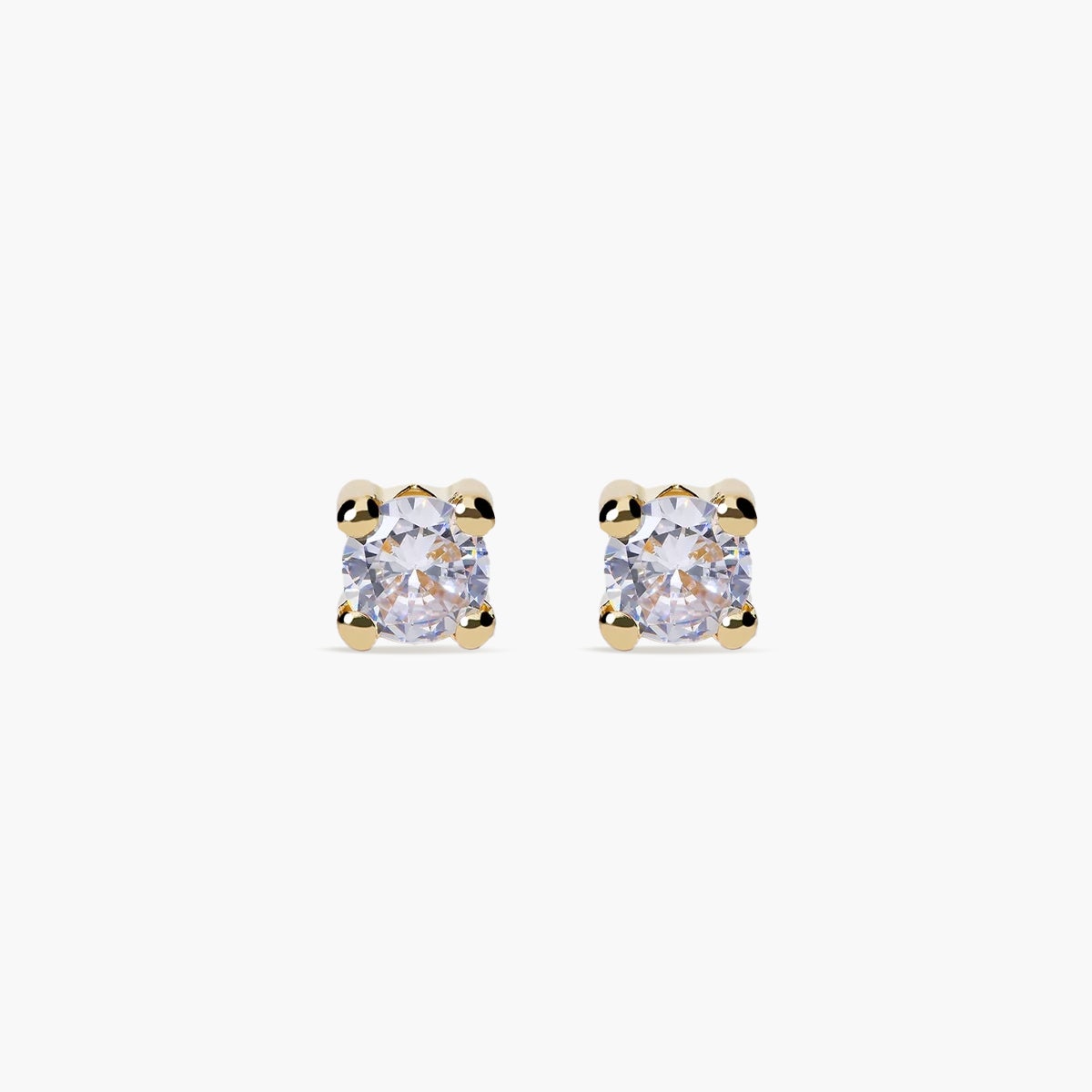 Pendientes redondos de oro 18K circonita 6 mm