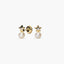 Pendientes estrella de oro blanco 18K con perlas y circonita para bebé 7 mm