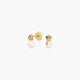 Pendientes flor de oro blanco 18K con perlas y circonita para bebé 7 mm