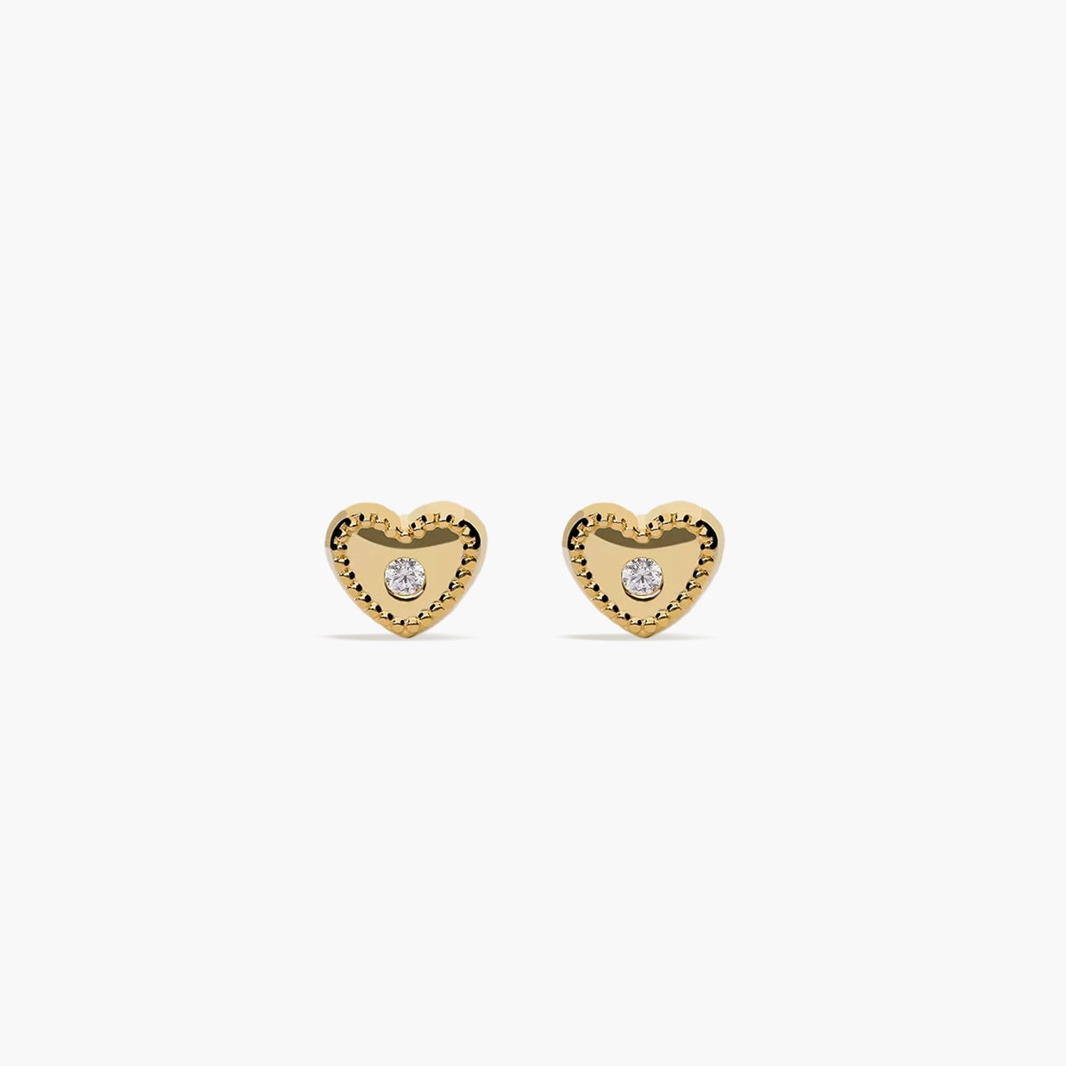 Pendientes corazón de oro blanco 18K circonita para bebé 4 mm