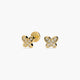 Pendientes mariposa de oro 18K circonitas para bebé 5 mm