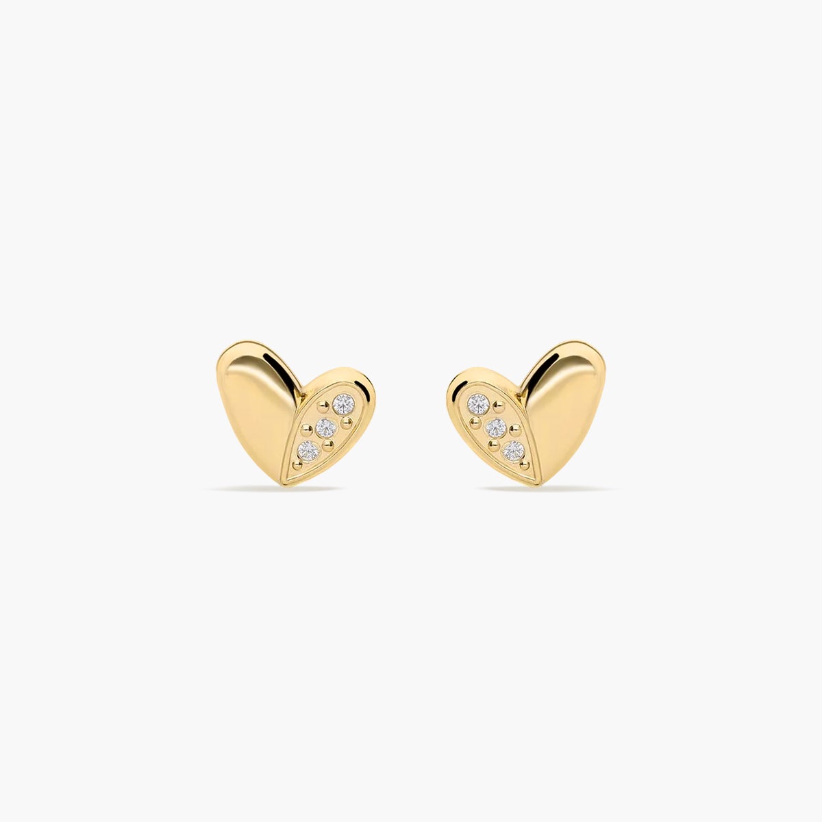 Pendientes corazón de oro 18K circonitas para bebé 5 mm