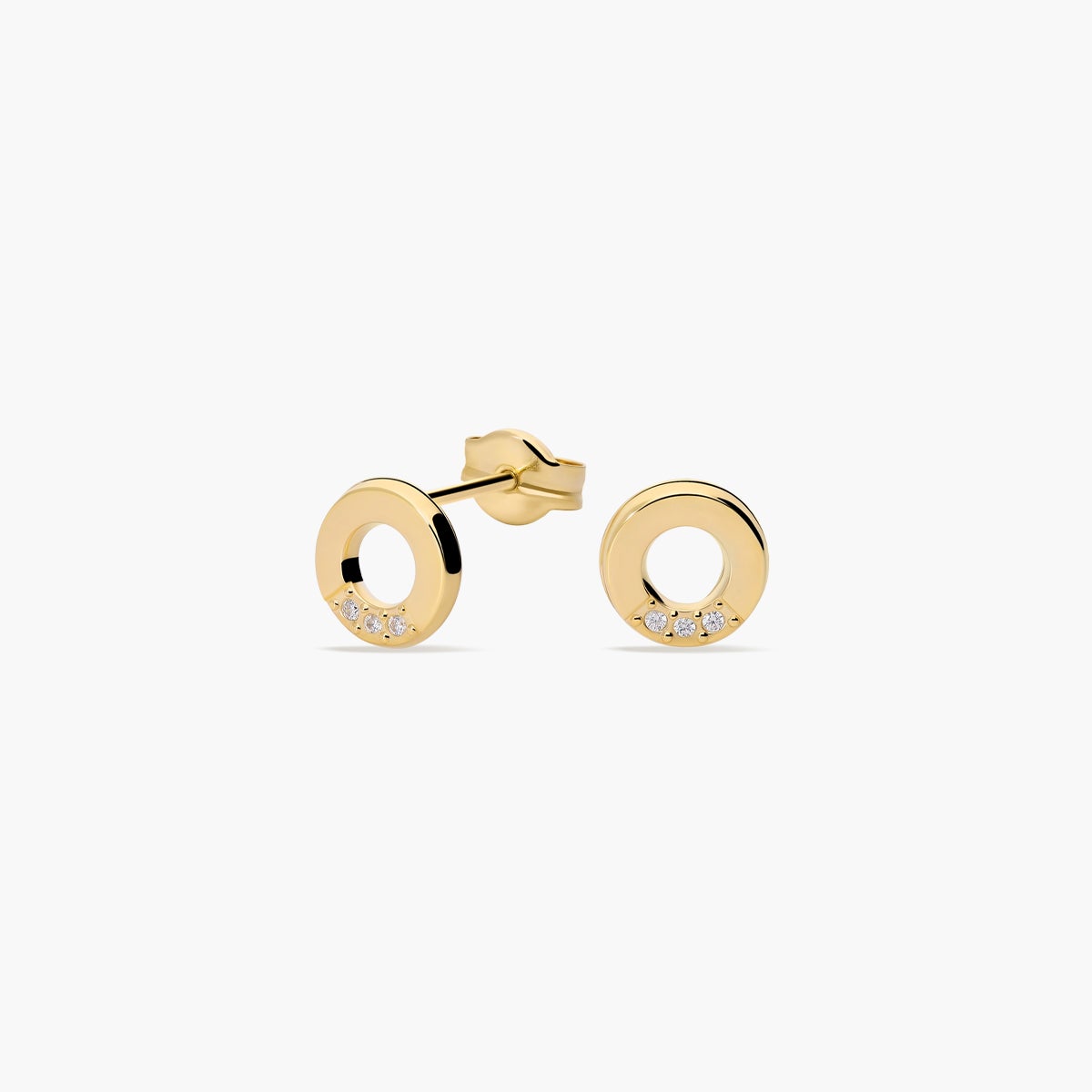 Pendientes círculo de oro 18K circonitas para bebé 6 mm