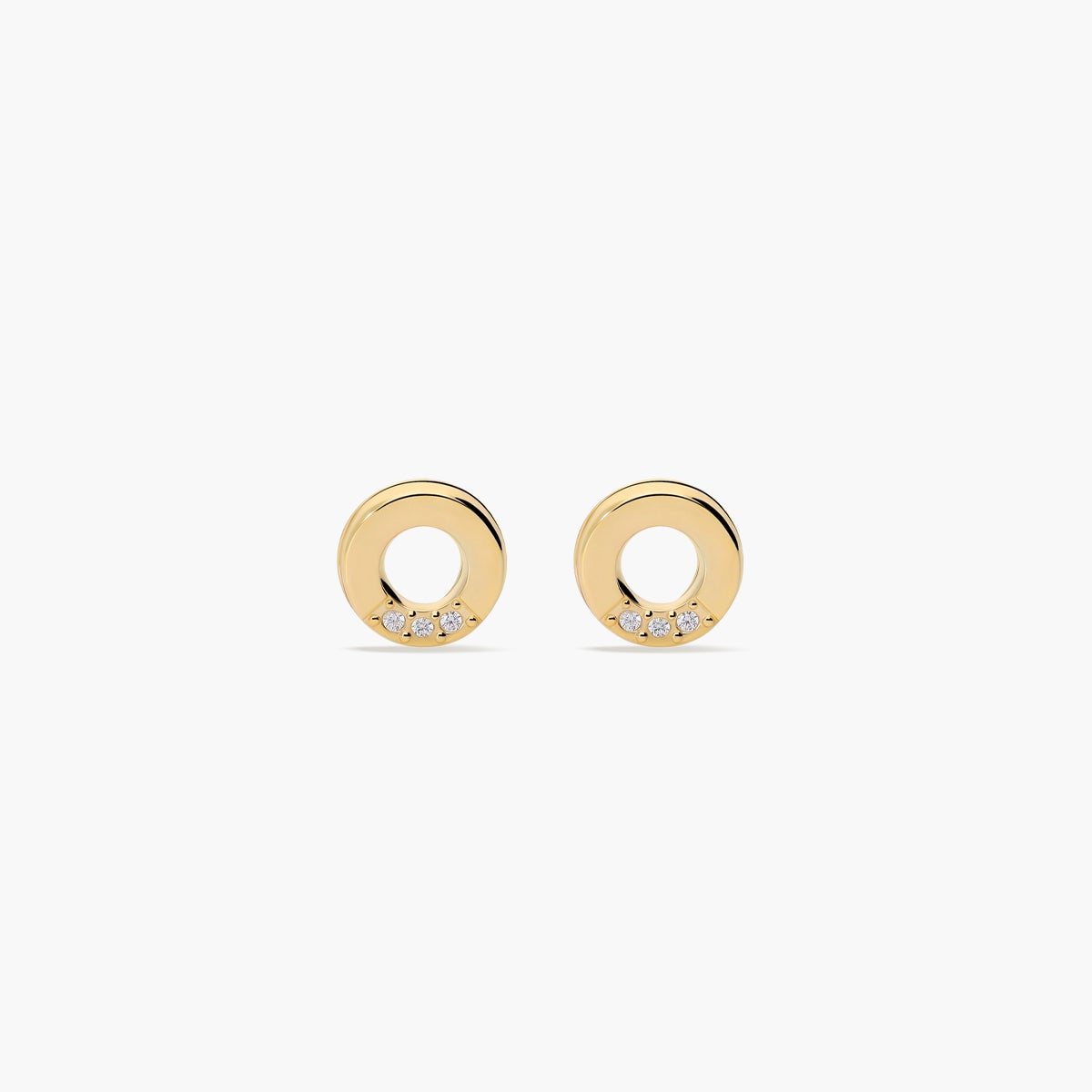 Pendientes círculo de oro 18K circonitas para bebé 6 mm