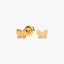 Pendientes mariposa de oro 18K circonitas para bebé 4 mm