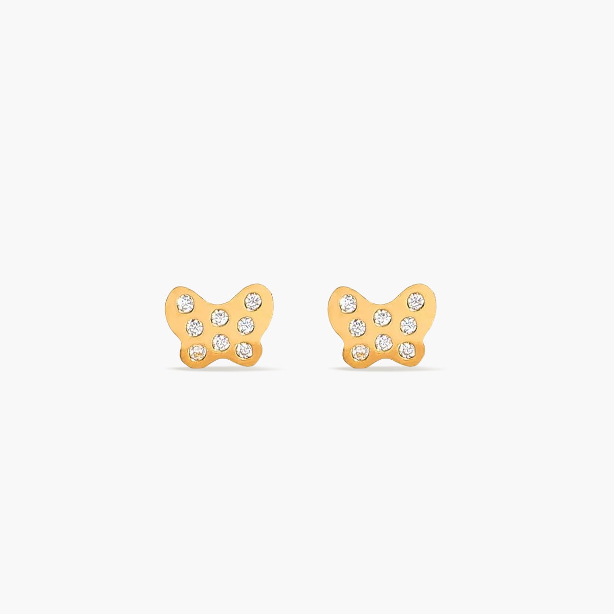 Pendientes mariposa de oro 18K circonitas para bebé 4 mm