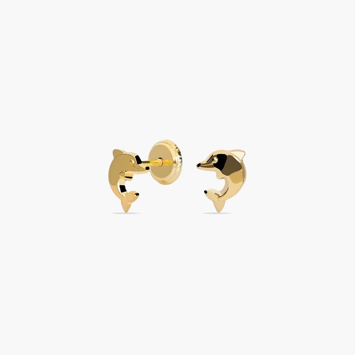 Pendientes delfín de oro 18K para bebé 5 mm