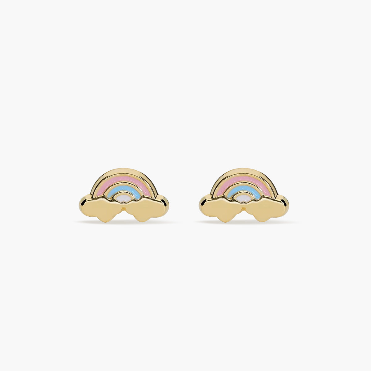 Pendientes arco iris de oro 18K para bebé 6 mm