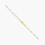 Pulsera esclava infantil de oro 18K con perlas y chapa rectangular con flores 17 cm