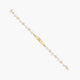 Pulsera esclava infantil de oro 18K con perlas y chapa rectangular con flores 17 cm
