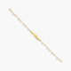 Pulsera esclava infantil de oro 18K con perlas y chapa rectangular con tréboles 17 cm