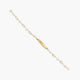 Pulsera esclava infantil de oro 18K con perlas y chapa rectangular 17 cm