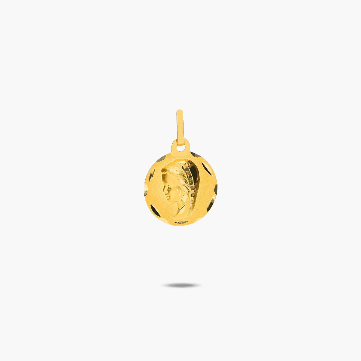 Medalla Virgen niña con velo de oro 18K 14 mm