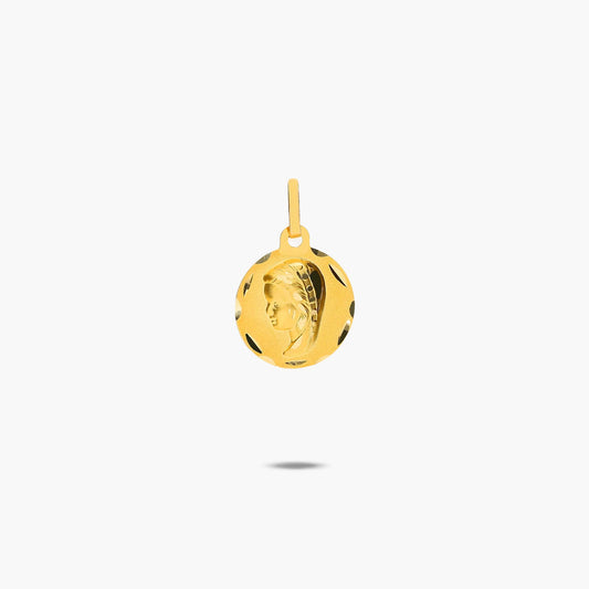 Medalla Virgen niña con velo de oro 18K 14 mm