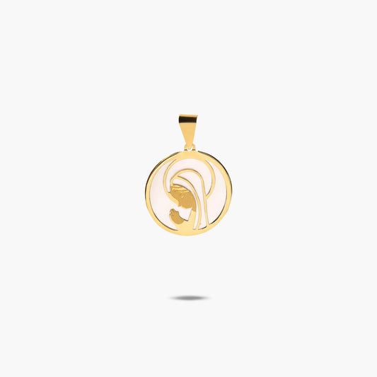 Medalla Virgen niña de oro 18K 16 mm