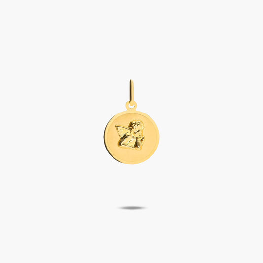 Medalla ángel de oro 18K 14 mm