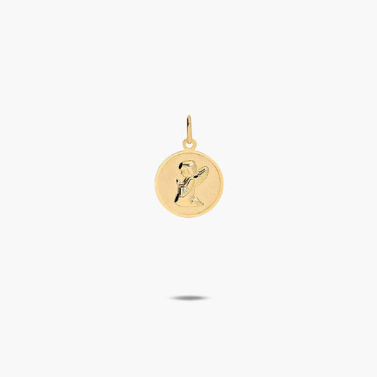 Medalla ángel de oro 18K 14 mm
