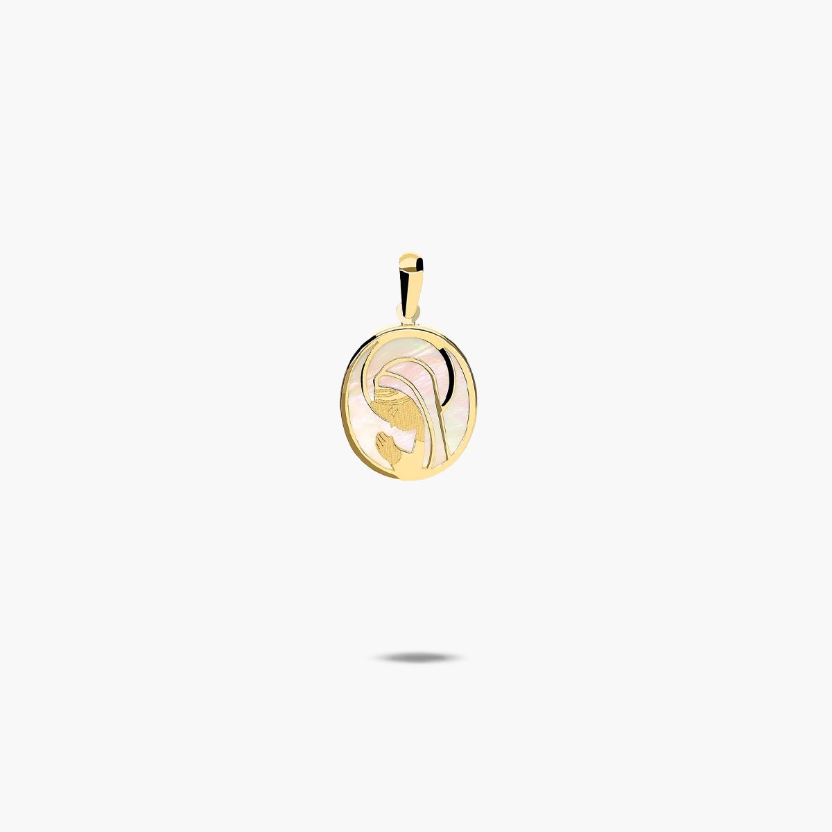Medalla Virgen niña con velo de oro 18K 14 mm