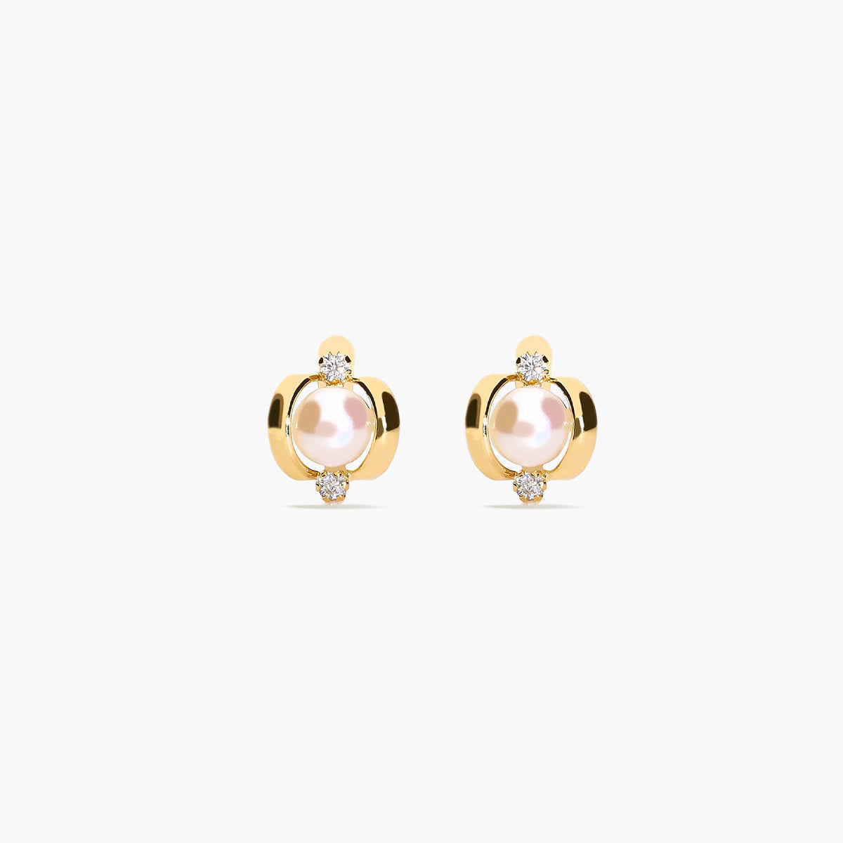Pendientes de oro 18K con perlas y circonitas 5 mm