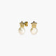 Pendientes estrella de oro 18K con perlas y circonitas 13 mm