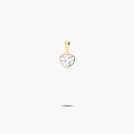 Colgante corazón de oro 18K circonita 8 mm