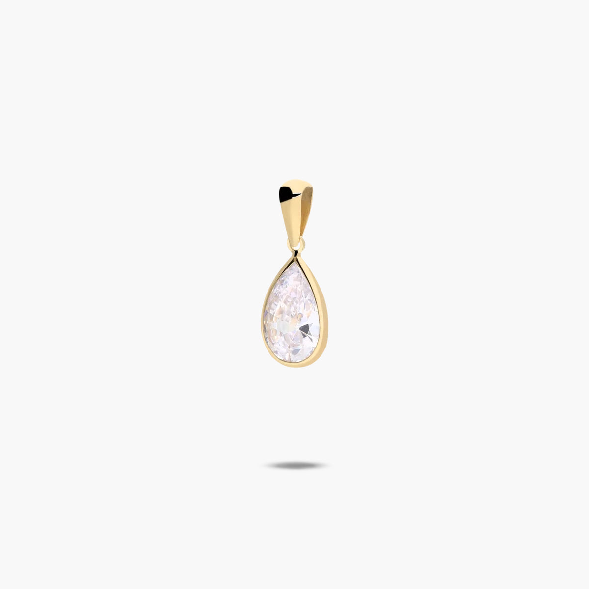 Colgante lágrima de oro 18K circonita 12 mm