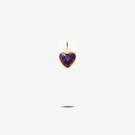 Colgante corazón de oro 18K circonita violeta 8mm