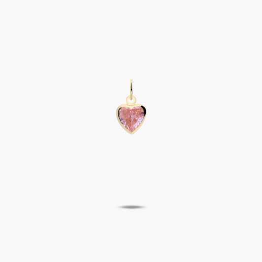 Colgante corazón de oro 18K circonita rosa 7mm