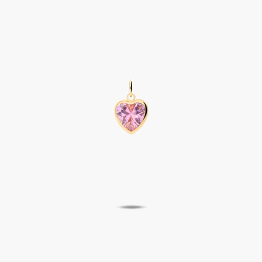 Colgante corazón de oro 18K circonita rosa 8mm