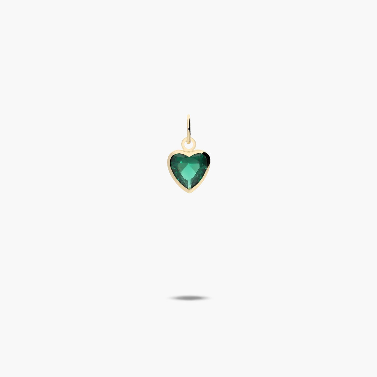 Colgante corazón de oro 18K circonita verde 7mm