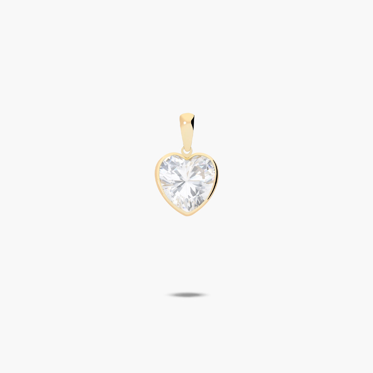 Colgante corazón de oro 18K circonita 13 mm