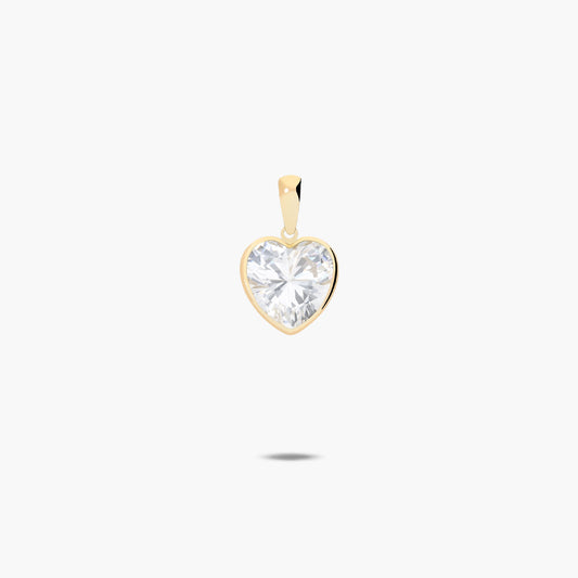 Colgante corazón de oro 18K circonita 13 mm