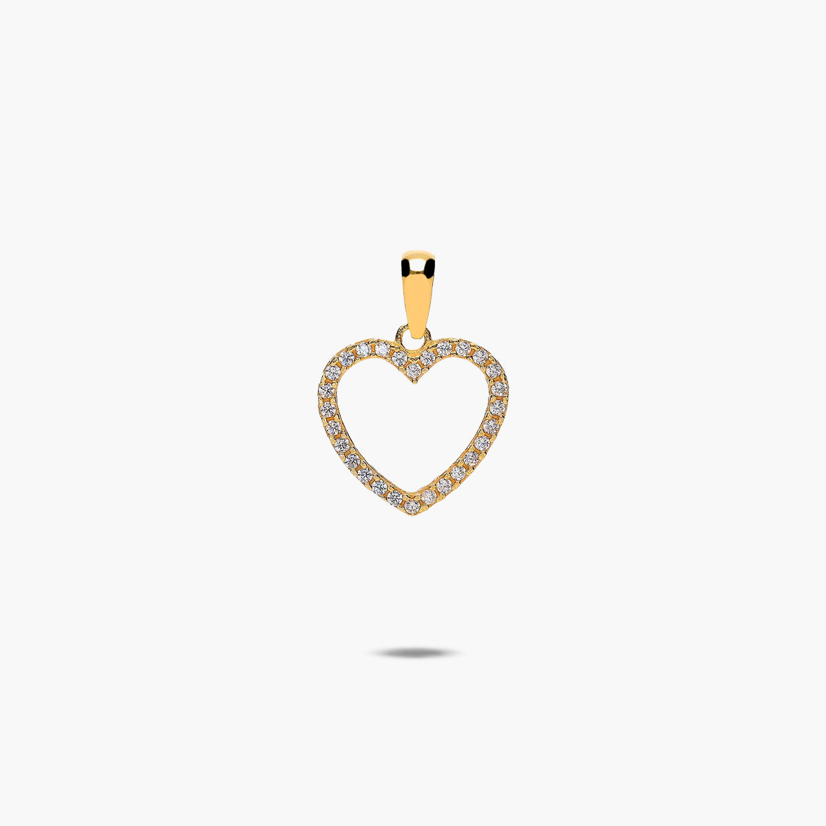 Colgante corazón de oro 18K circonita 14mm