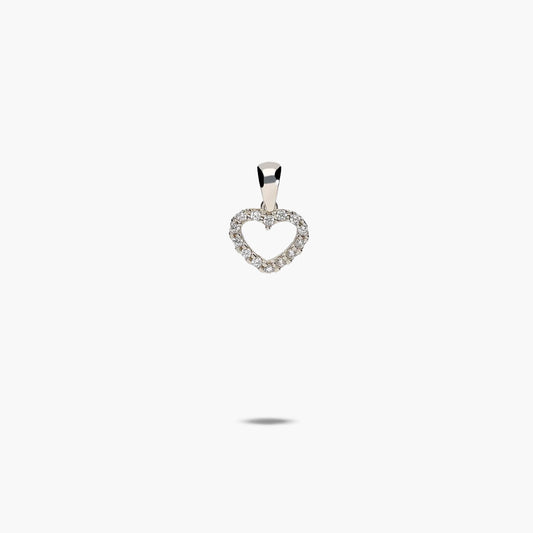 Colgante corazón de oro blanco 18K circonita 8 mm