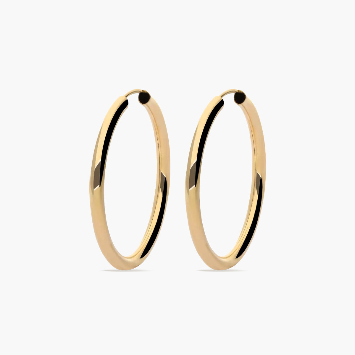Pendientes de aro liso de oro 18K 25 mm
