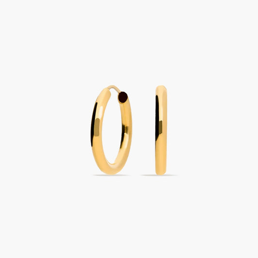Pendientes de aro lisos de oro 18K 12 mm