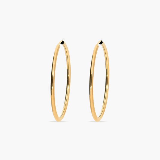 Pendientes de aro lisos de oro 18K 30 mm