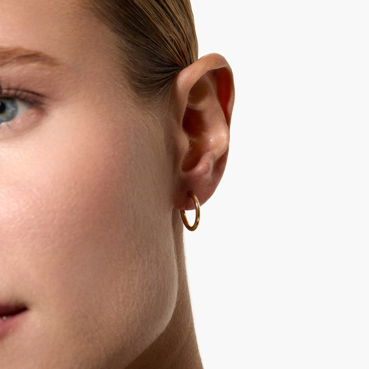 Pendientes de aro lisos de oro 18K 15 mm